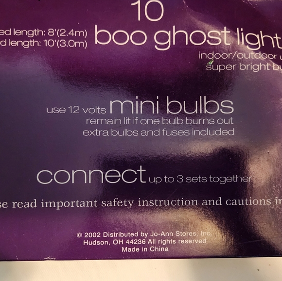 Vintage Halloween 10 Boo Ghost Blinking Indoor String Light Cover Blow Mold NOS - Picture 3 of 5